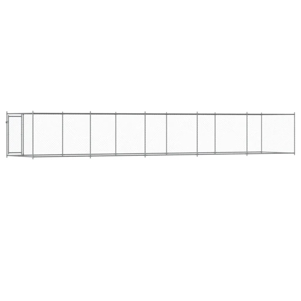 Gabbia per Cani con Porta Grigia 10x2x1,5 m in Acciaio Zincato 3209581