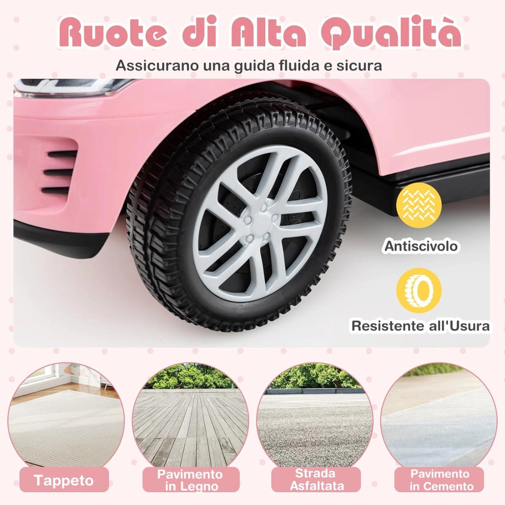 3 in 1 Auto a Spinta, Macchinina a Pedale con Manico Removibile e Paracolpi, Clacson e Suodo di Avvio, Macchina Cavalcabile per Bambini 18-36 Mesi (Rosa)