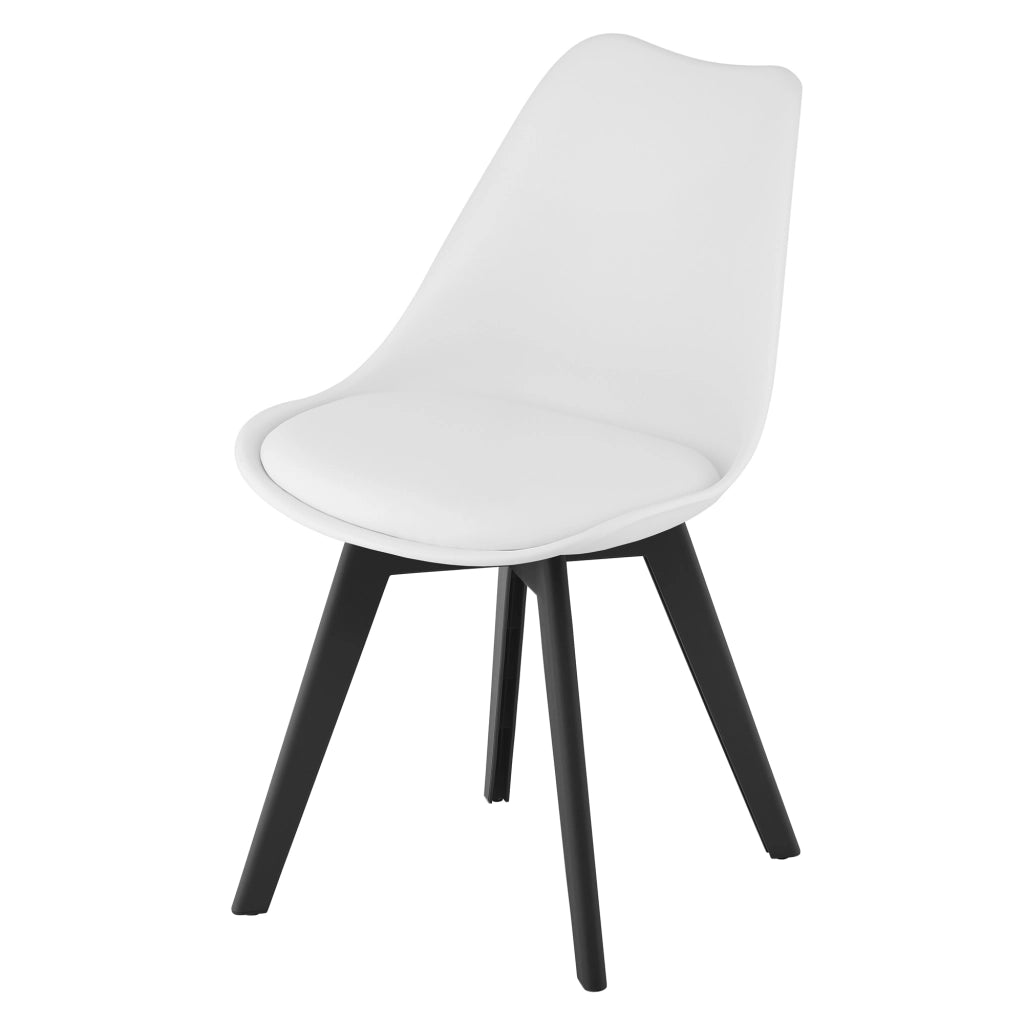 Sedia VALORA RIXK - Bianca con gambe nere, design ergonomico x1