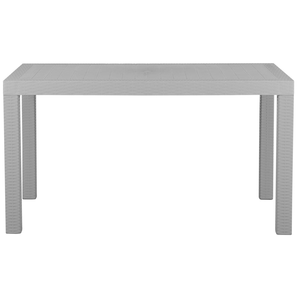 Set da pranzo da giardino Tavolo rettangolare grigio chiaro 140 x 80 cm 6 sedie impilabili 6 posti minimalista