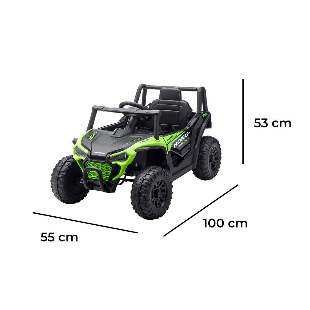 Macchina Elettrica per Bambini Buggy Adventure 2 Motori da 25W con Telecomando Luci e Suoni Verde