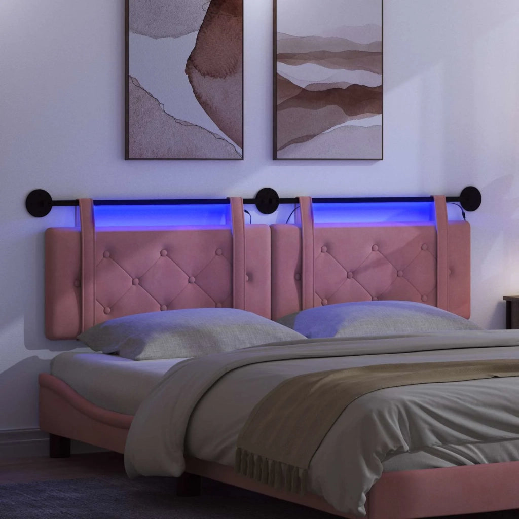 Testiera | Testata sospesa Con luce LED Rosa Velluto