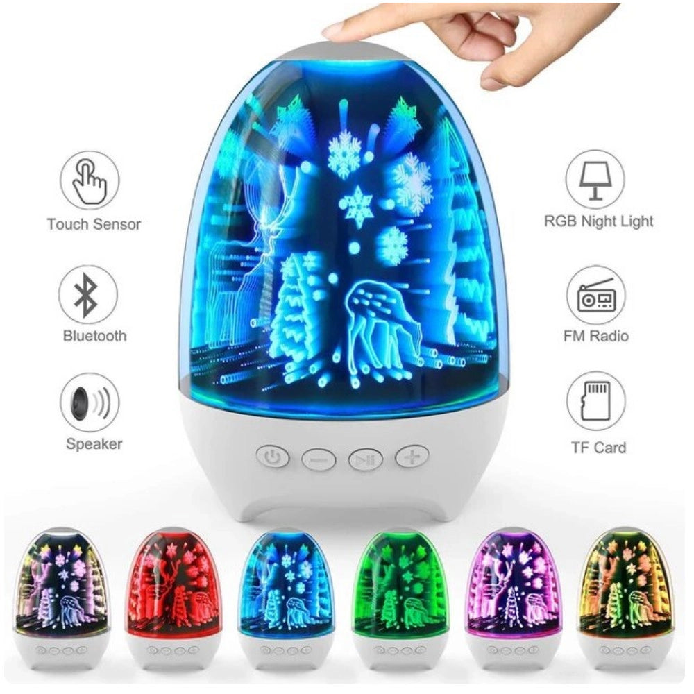 Trade Shop - Lampada A Led Luce Notte 3d Cassa Bluetooth Integrata Effetto Fuochi Artificio -