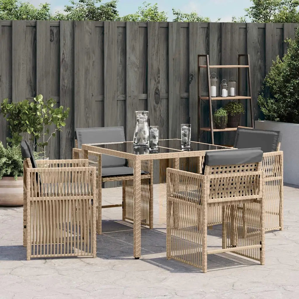 Sedie da Giardino con Cuscini 4 pz | Sedie da Esterno Beige Misto in Polyrattan
