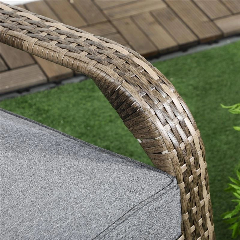 SEDIA DA GIARDINO ADIRONRACK CON BRACCIOLI, IN RATTAN E ACCIAIO, 64X80X90 CM, MARRONE E GRIGIO