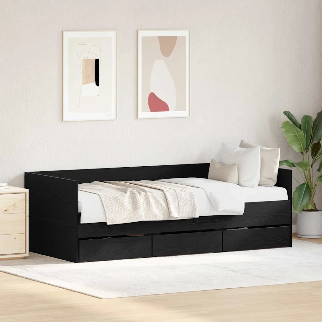 Daybed con testiera Rovere Nero 90 x 200 cm Legno multistrato 3333995