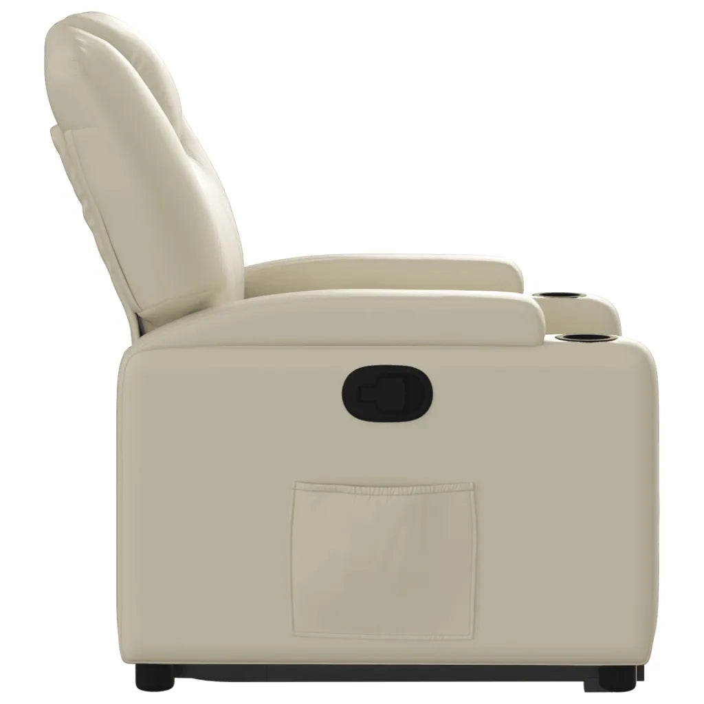 Poltrona | Sedia Relax Alzapersona Reclinabile Crema in Similpelle