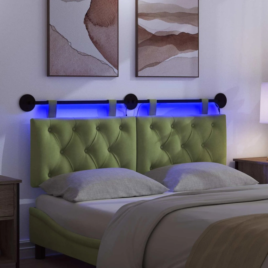 Testiera sospesa Con luce LED Verde chiaro Velluto 3424640