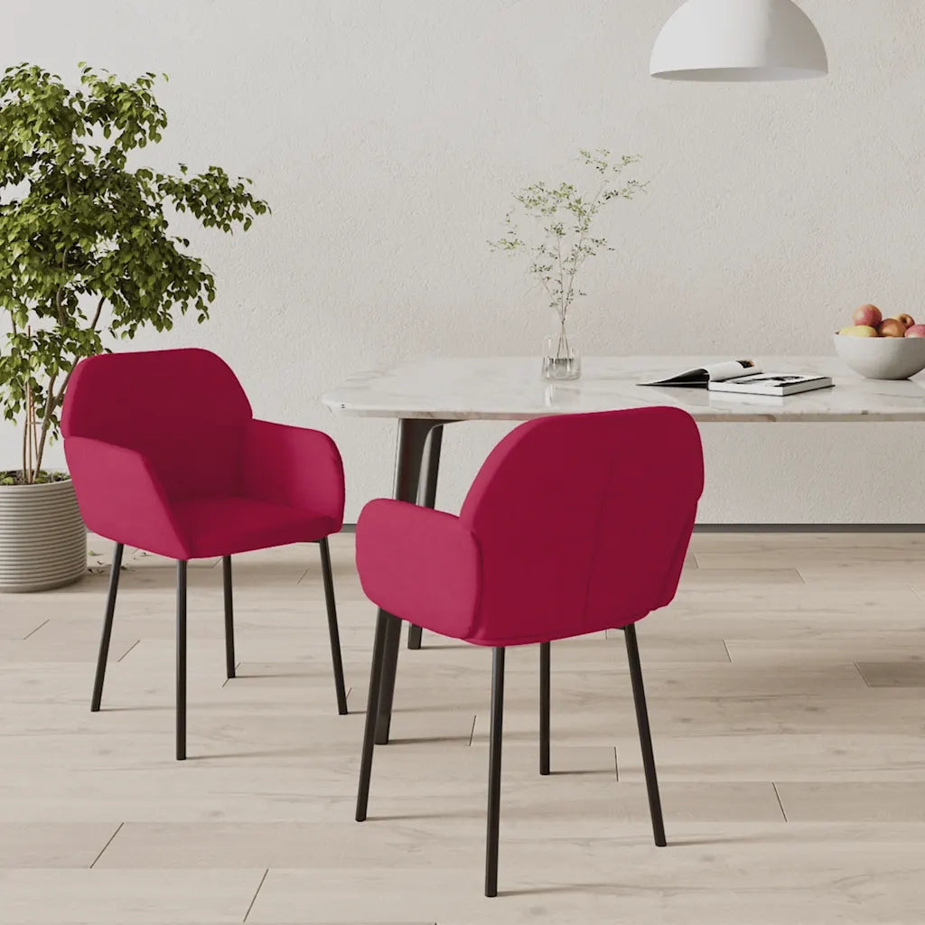 Sedie da Pranzo 2 pz Rosso Vino in Velluto cod mxl 13188
