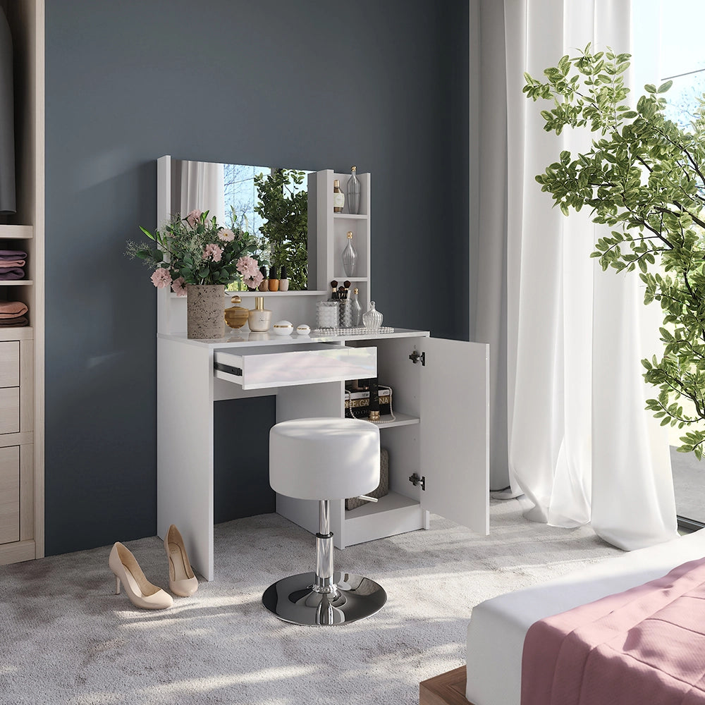Vicco Tavolo da toeletta Bianco/bianco lucido 89.8 cm 4 parti