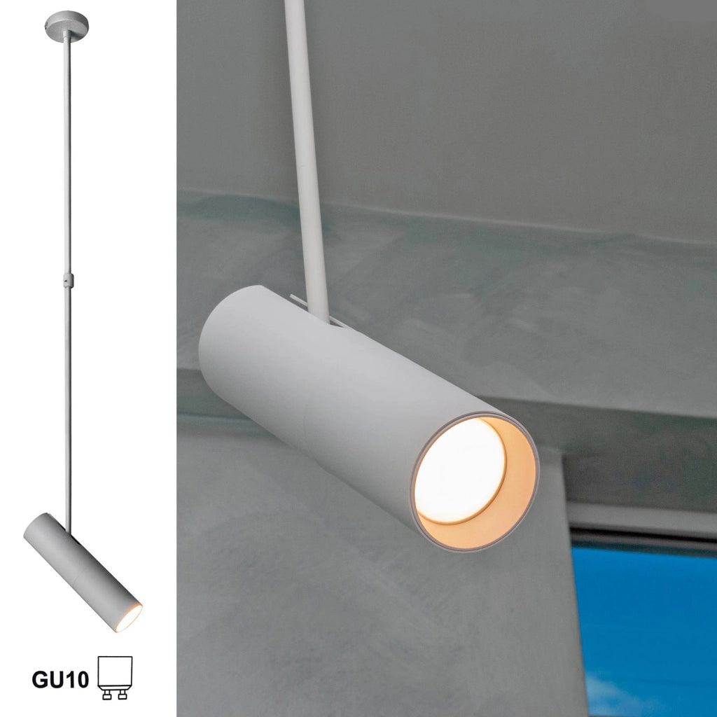 Faretto orientabile lampada sospensione moderna LED GU10 pendente telescopico luci tavolo bar vetrina sala espositiva 230V BIANCO