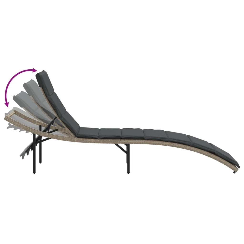 Lettini Prendisole 2pz con Tavolino Grigio Chiaro in Polyrattan 368256