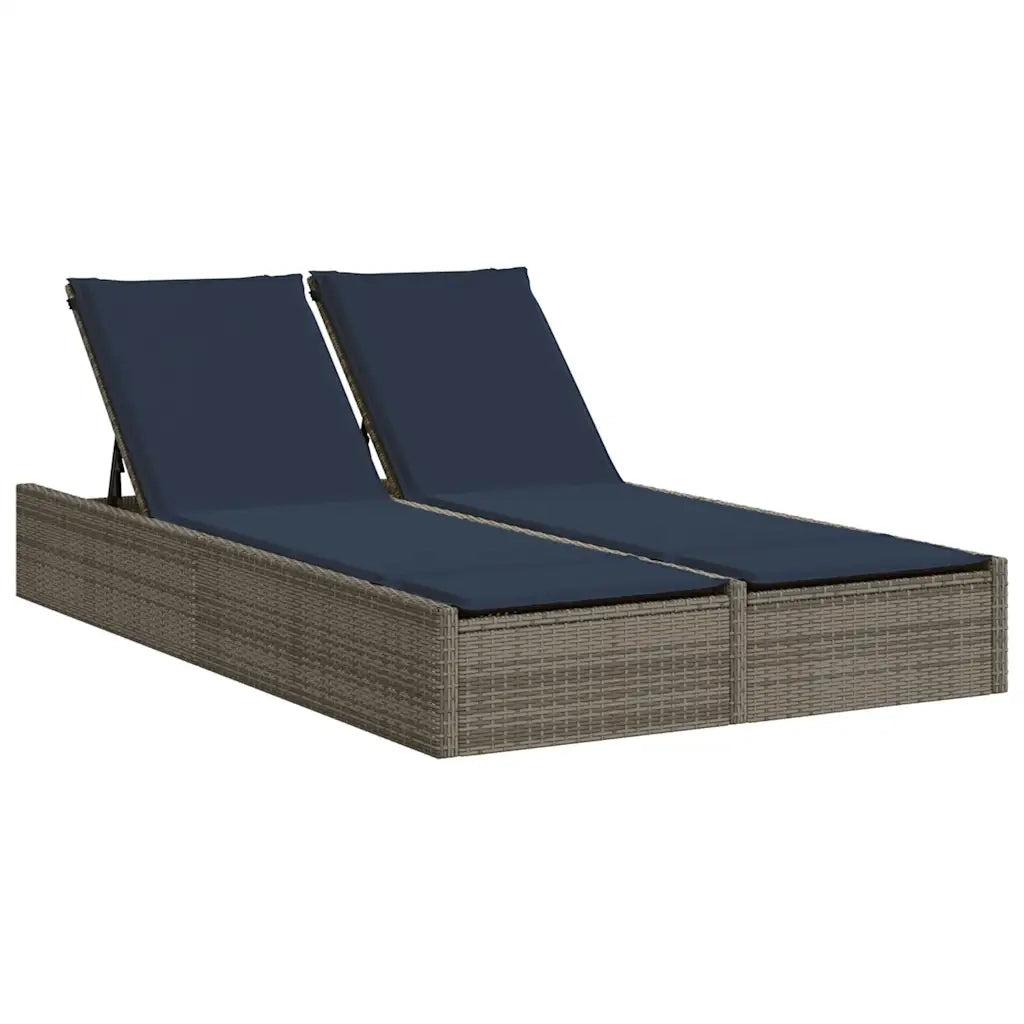 Lettino prendisole doppio con Cuscini in Polyrattan Grigio 368635