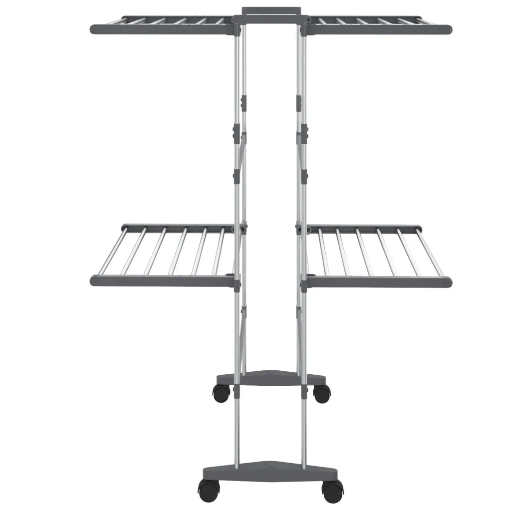 Stendibiancheria a 2 Livelli con Ruote Argento 60x70x106 cm cod mxl 63105