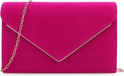 borsa a catena, borsa da donna, piccola, elegante borsa a forma di busta in velluto con chiusura a croce, tasca da spalla classica per serata (rosa scuro)