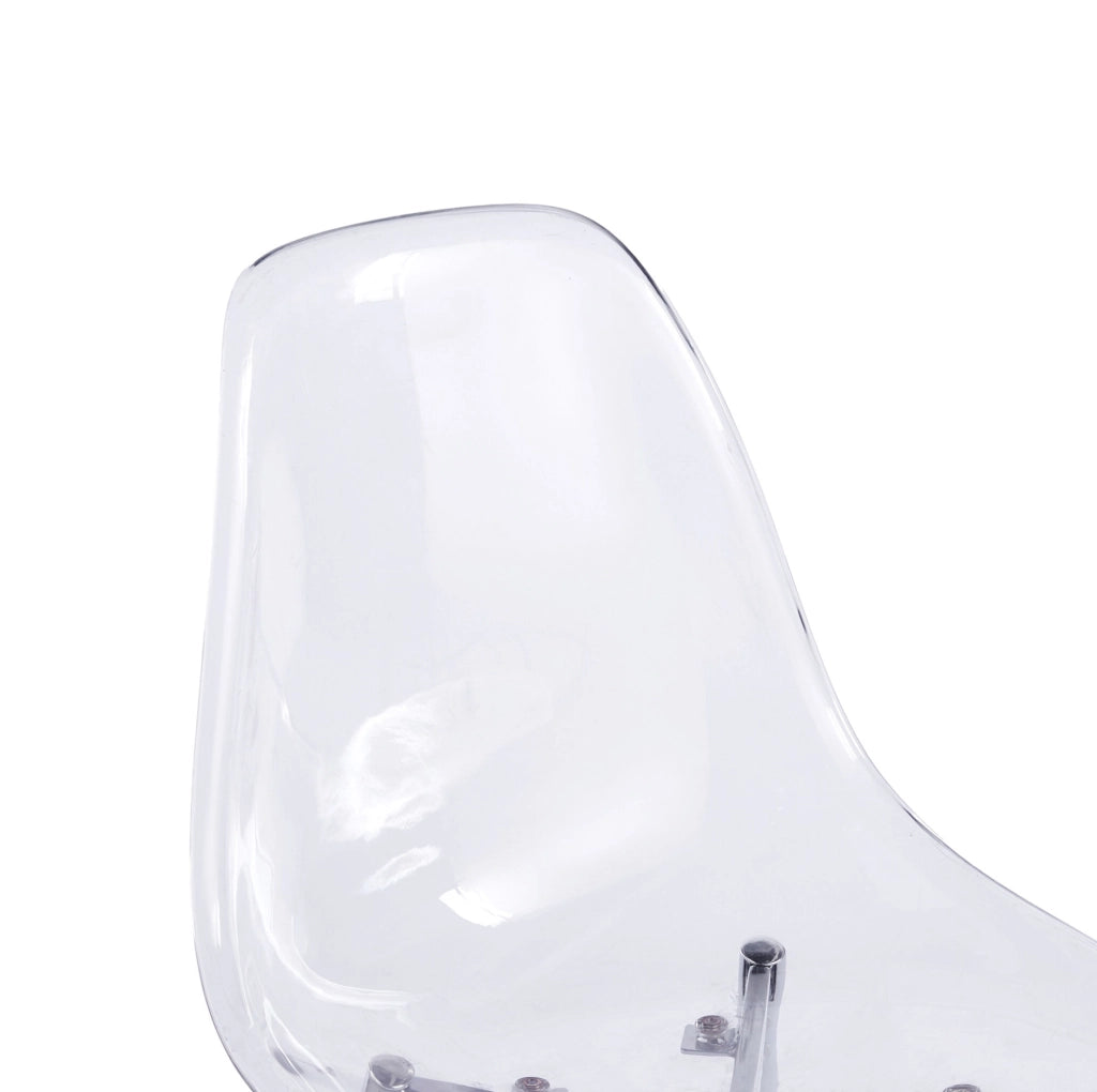 Set di 4 Sedie da Pranzo in Acrilico Trasparente con Gambe Argento Moderne