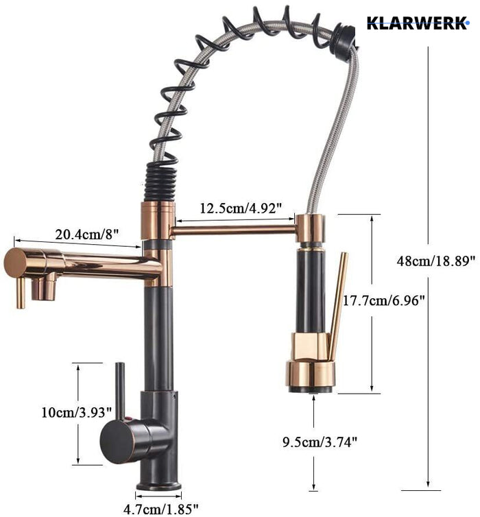 Bjorn | Rubinetto cucina Gastronomy rosegold Due docce | Rubinetto cucina professionale acciaio inossidabile | Ristorante doppio lavello