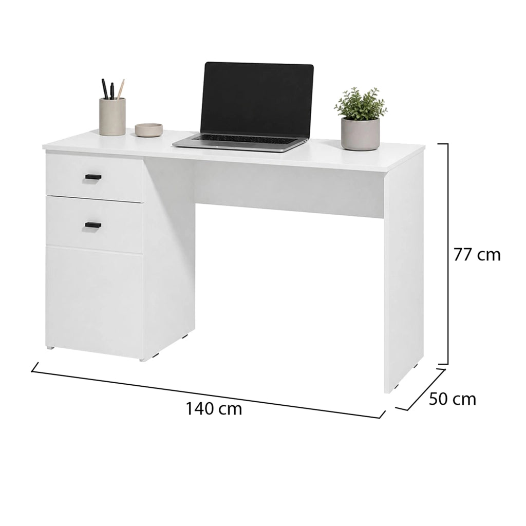 Porven, Scrivania un Cassetto, 140x50x77h cm Bianco Opaco