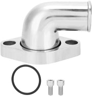 Gavetta a Cappotto in Alluminio Liscio 90 Gradi - Contenitore di Termostato - Viti in Acciaio Inossidabile - O-ring - Adatto per Motori Chevy - Ideale per Hot Rods - Scarico Acqua