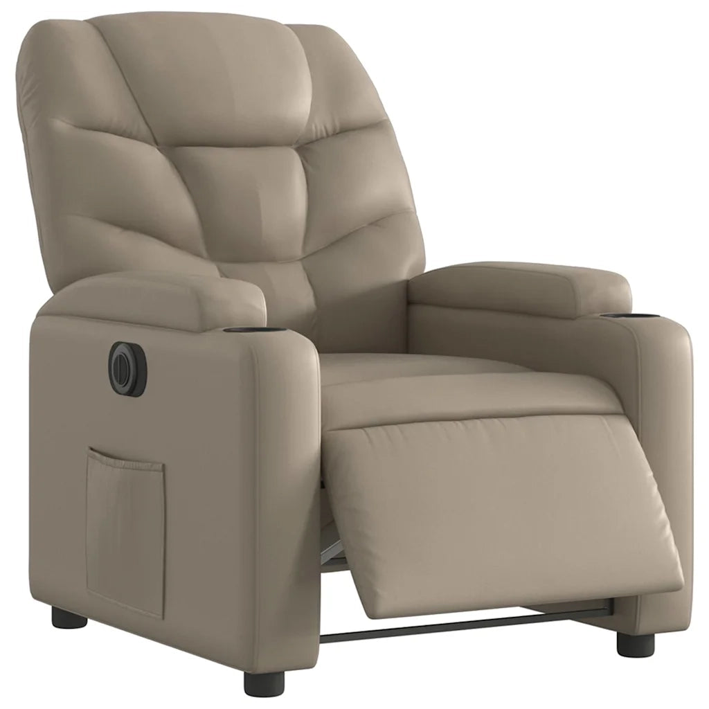 Poltrona | Sedia Relax Reclinabile Elettrica Cappuccino in Similpelle
