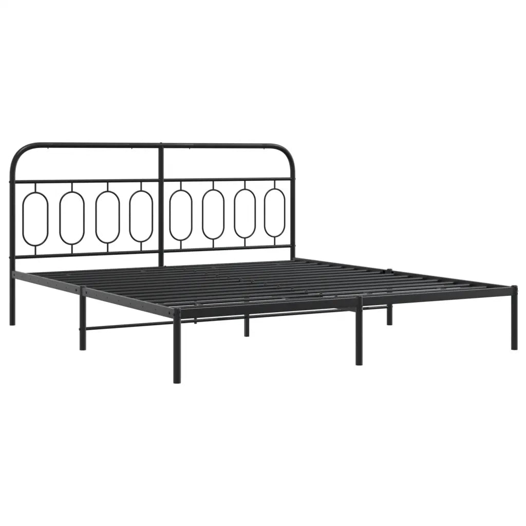 Letto matrimoniale | Letto per adulti | Giroletto con Testiera e Pediera Metallo Nero 193x203 cm