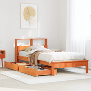 Letto Libreria senza Materasso Marrone Cera 75x190 cm in Pino 3309835