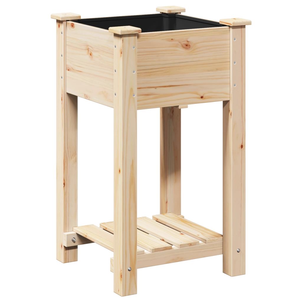 Vaso da giardino  con ripiano 45x45x76 cm in legno massello di abete