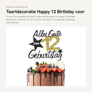 Decorazione per Torte di Compleanno Set - Papier con Stampa a Tema di Compleanno - Ghiaccio/Nero - Incluso con Stuzzicadenti - Dimensioni 17 x 15,5 cm