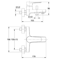 Tris rubinetti miscelatori bidet lavabo esterno vasca linea asia cromata bagno