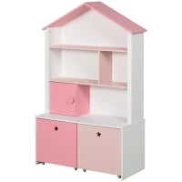 Libreria Scaffale Portagiochi Rosa per Cameretta Bimbi e Ragazzi con 2 Cassetti Estraibili, 80 x 34 x 130 cm