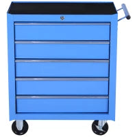 Carrello da Officina a 5 Cassetti con Ruote in Metallo Blu, 67.5x 33 x 77cm