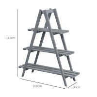Portapiante Verticale 3 Livelli a Doghe, in Legno di Abete, 100x36x112 cm, Grigio