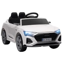 Auto elettrica per bambini, 12V Audi Q8, 3-5 km/h, Telecomando, Fari, Musica, Bianco