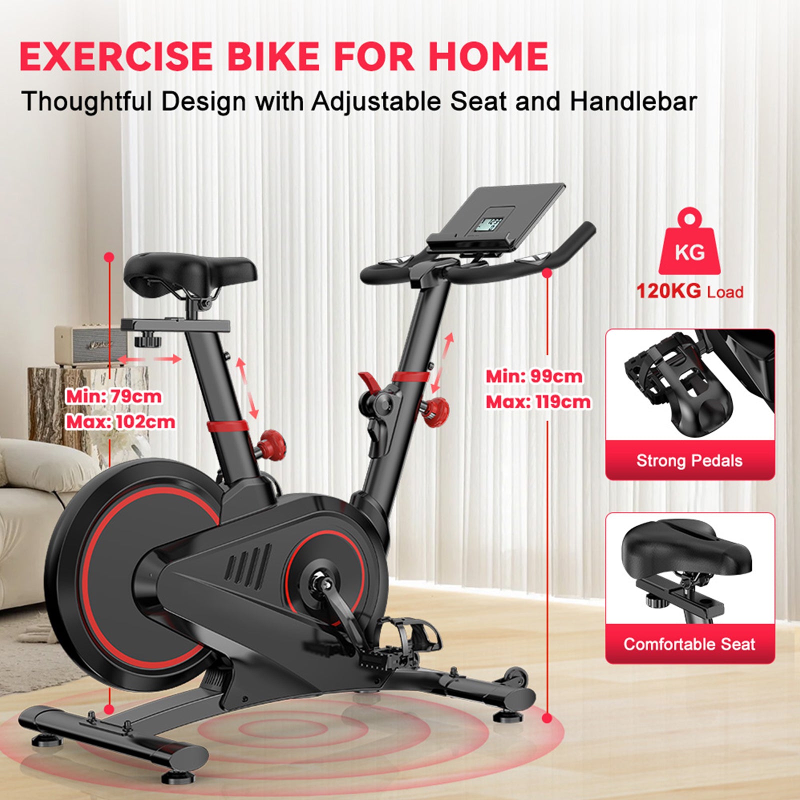 Cyclette da Casa con App - RATTANTREE - Cyclette Professionale con Resistenza Magnetica al 100%, Volano da 5 kg, Schermo LCD, Ultra Silenziosa, per Allenamento a Casa, Portata Massima 150kg