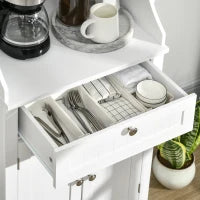 Mobile Cucina per Microonde con Cassetto e Armadietto 2 Ante, 60x40x122.5 cm, Bianco