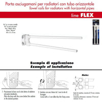 Pika' portasalviette 2 bracci porta asciugamani flex in metallo bianco lunghezza 35 cm