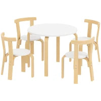 Set Tavolo e Sedie per Bambini 3-8 Anni 5 pz con Bordi Arrotondati in Legno Bianco