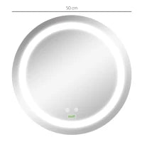 kleankin Specchio Bagno Rotondo con Luce LED Regolabile e Funzione Anti Appannamento, Ø50cm