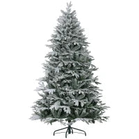 Albero di Natale Innevato 182.88cm con 2531 Rami Alto e Stretto con Base Pieghevole, Verde