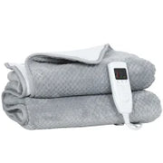 Coperta Elettrica 160x140 cm con 5 Livelli di Calore e 2 Telecomandi, in Pile e Poliestere Grigio