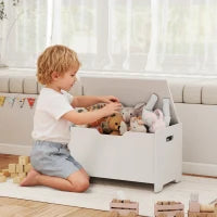 Baule Portagiochi in Legno a Forma di Orso e Capacità 20 kg 60x38x48 cm, Bianco