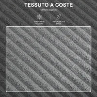 Divano 3 Posti Modulare con Pouf Contenitore in Velluto a Coste, 196x139x85 cm, Grigio Chiaro