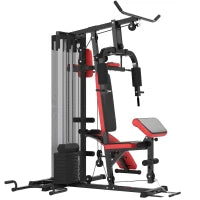 Stazione Fitness Multifunzione per Allenamento del Corpo, in Acciaio e PU, 225x175x200 cm, Nero