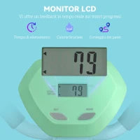 Stepper con Manubrio e Gradino Regolabile e Monitor LCD, in Acciaio e ABS, 48x38x108-118 cm, Verde