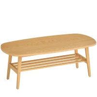 Tavolino Moderno con Ripiano Aperto e Gambe in Legno, Carico Massimo 100 kg, 120x60x42 cm, Legno Naturale