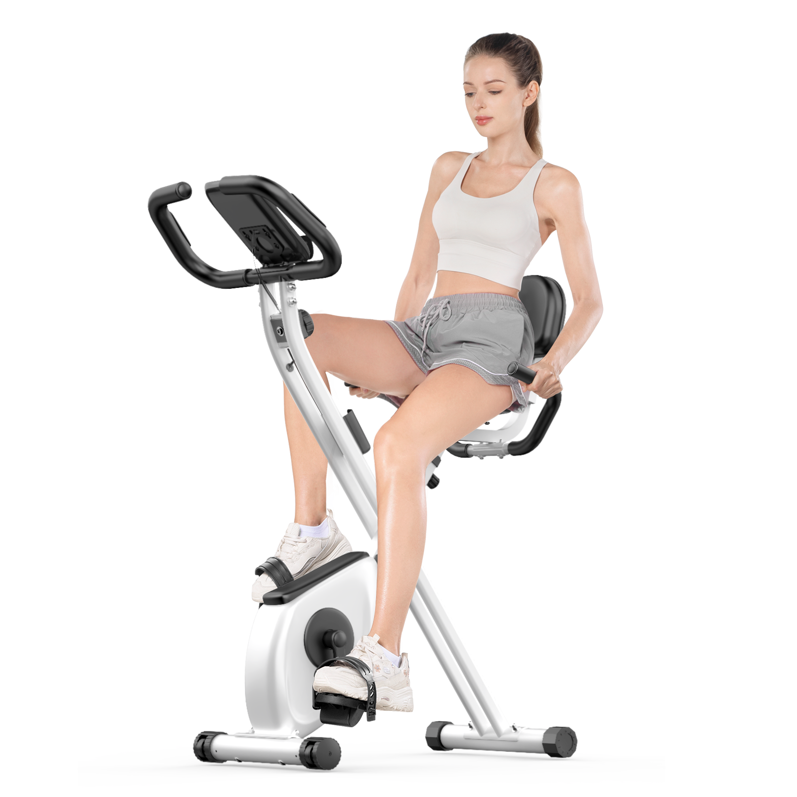 Cyclette reclinabile con schienale - RATTANTREE - con 8 livelli di resistenza regolabili - Bianco