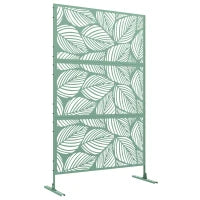Pannello Decorativo per la Privacy, Paravento da Esterno a Motivo Vegetale in Metallo, 122 x 45 x 198 cm, Verde