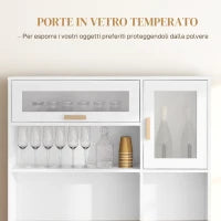 Mobile Dispensa con Portabottiglie, Armadietti, Ripiani e Cassetto, in Truciolato e Legno, 100x38x172 cm, Bianco