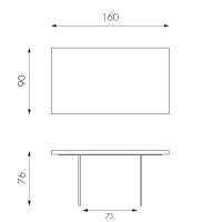 E-STYLO Tavolo fisso con top in rovere naturale impiallacciato e bordo massellato, gambe in vetro temperato extra trasparente, 90cm X 160cm H. 76cm.