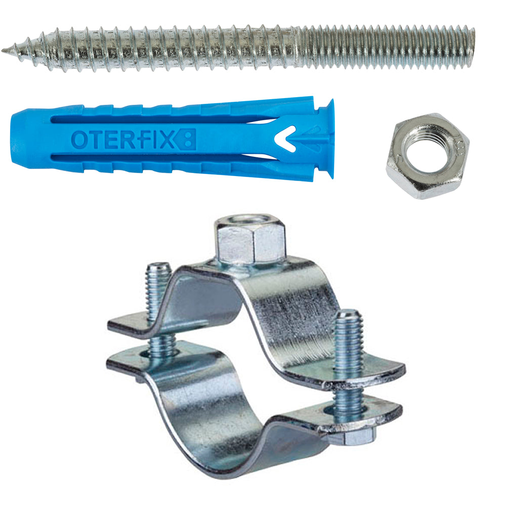 2 collari pesanti zincati con tassello 1'' 1/4